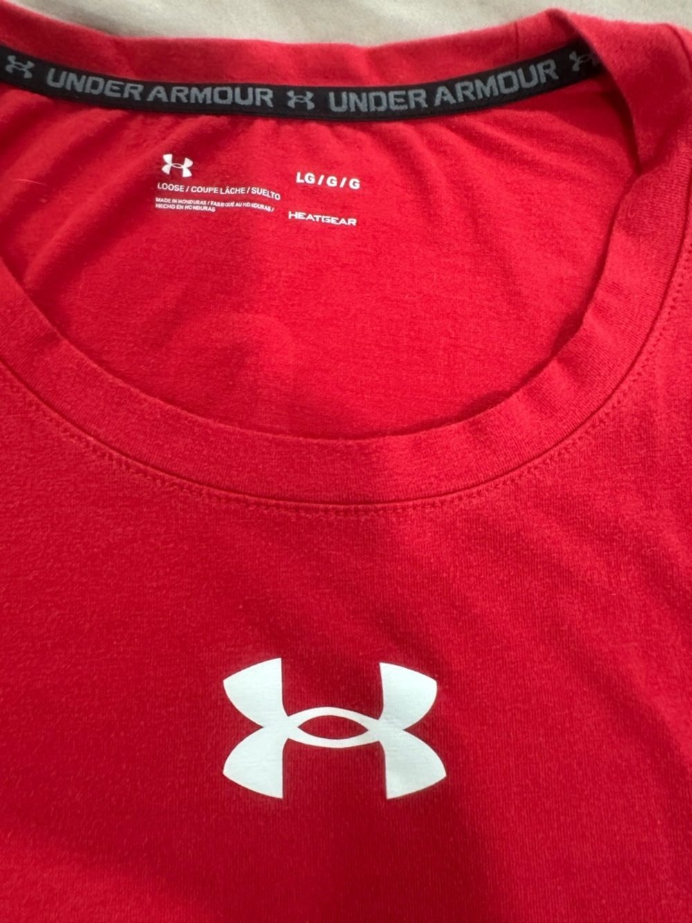 Under Armour Red Men's Athletic Tank Top with White Logo - Picture 2 of 4